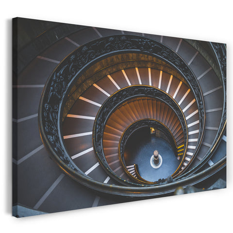 Leinwandbild Wendel-Treppe wie Endlos-Spirale nach unten