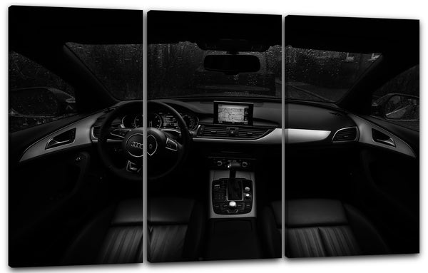 Leinwandbild Auto Bilder Sportwagen Innenraum mit Regen auf der Scheibe
