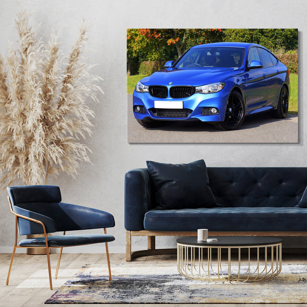 Leinwandbild Sportwagen Metallic-blau