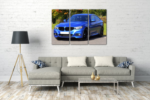 Leinwandbild Sportwagen Metallic-blau