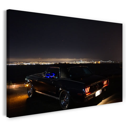 Leinwandbild Amerikanischer Oldtimer Coupe Nachts