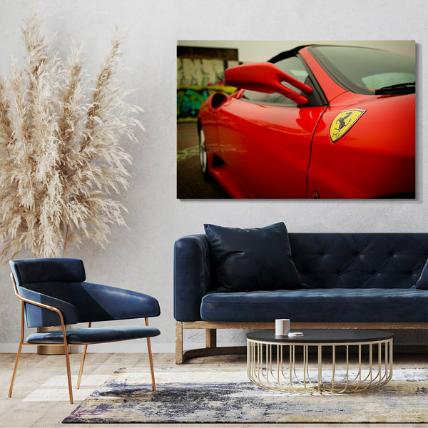 Leinwandbild Autobilder Ferrari vorne rechts Nachaufnahme