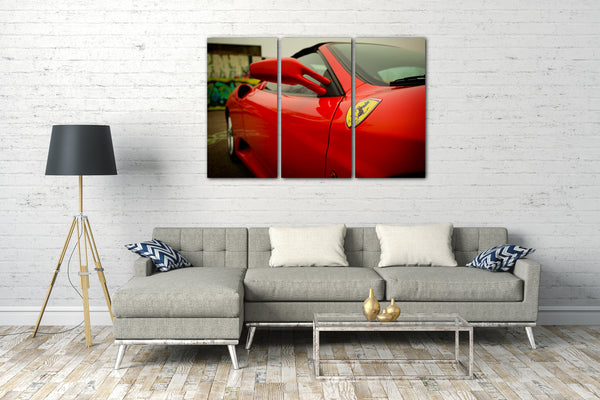 Leinwandbild Autobilder Ferrari vorne rechts Nachaufnahme