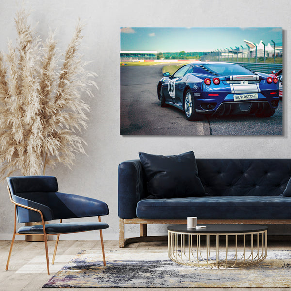Leinwandbild Autobilder Ferrari blau-Metallic