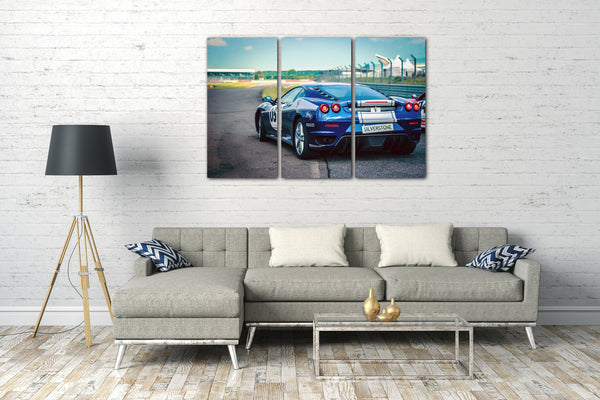 Leinwandbild Autobilder Ferrari blau-Metallic