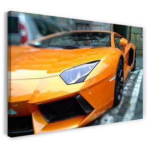 Leinwandbild Auto Bilder Sportwagen Gallardo gelb-orange