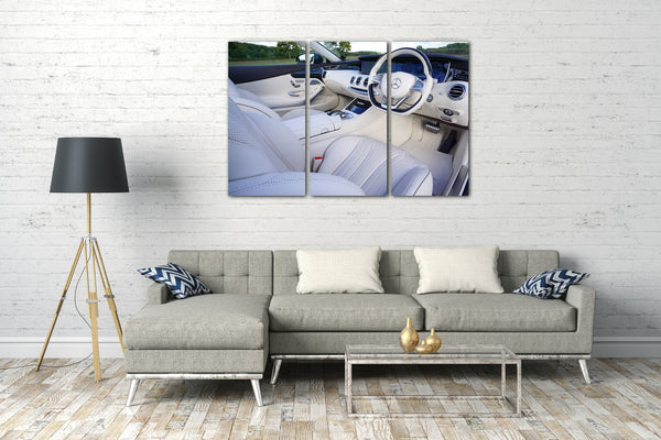 Leinwandbild Autobilder Sportwagen Innenraum weißes Leder