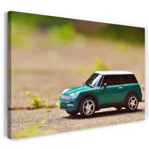 Leinwandbild Autobilder Mini Cooper Miniatur