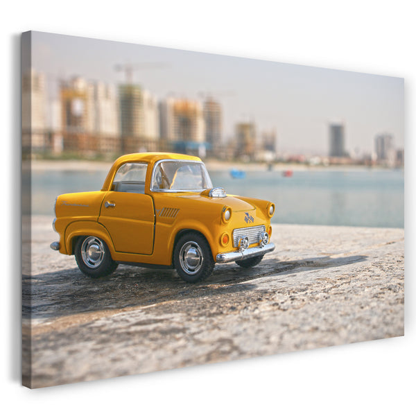 Leinwandbild Autobilder Miniatur gelb
