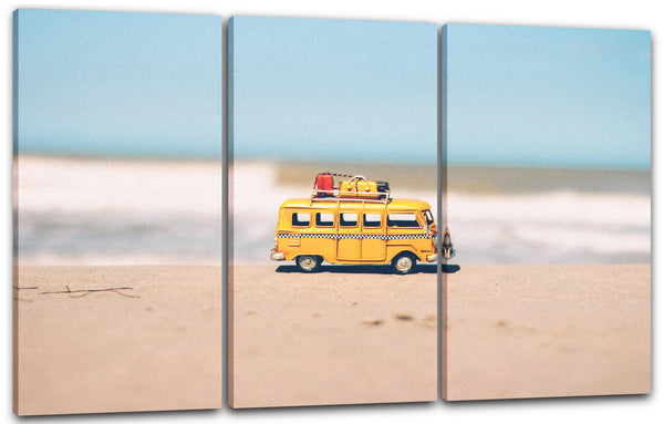 Leinwandbild Autobilder Miniatur Bulli gelb