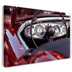 Leinwandbild Autobilder Oldtimer rot Blick von hinten links