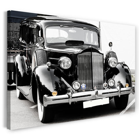 Leinwandbild Autobilder Oldtimer schwarz-weiß