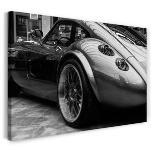 Leinwandbild Autobilder Oldtimer Tuscani schwarz-weiß