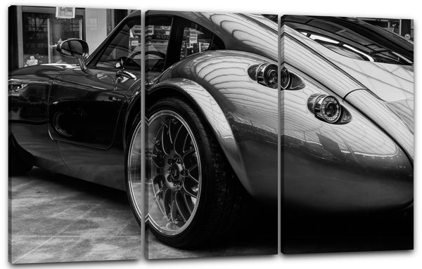 Leinwandbild Autobilder Oldtimer Tuscani schwarz-weiß