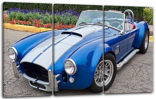 Leinwandbild Autobilder Oldtimer blau-Metallic Rennsport