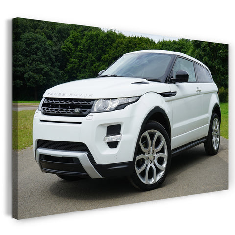 Leinwandbild Autobilder Range Rover weiß von vorne links