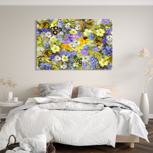 Leinwandbild Blumenbilder Blumenfotos Blumenmeer aus vielen bunten Blüten