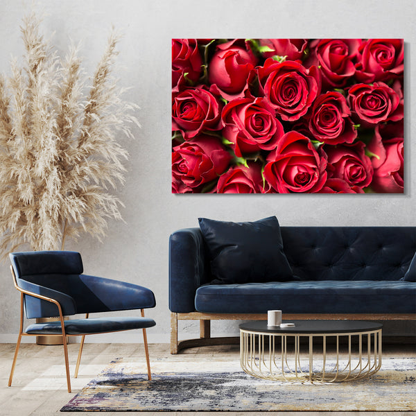 Leinwandbild Blumenbilder Blumenfotos viele rote Rose in Nahaufnahme