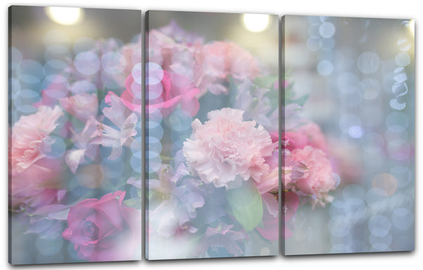 Leinwandbild Blumenbilder pink rosa Blüten hinter verschwommener Kulisse
