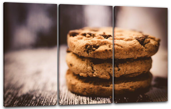 Leinwandbild Wandbild zur Küchendeko, drei Cookies aufeinander gestapelt
