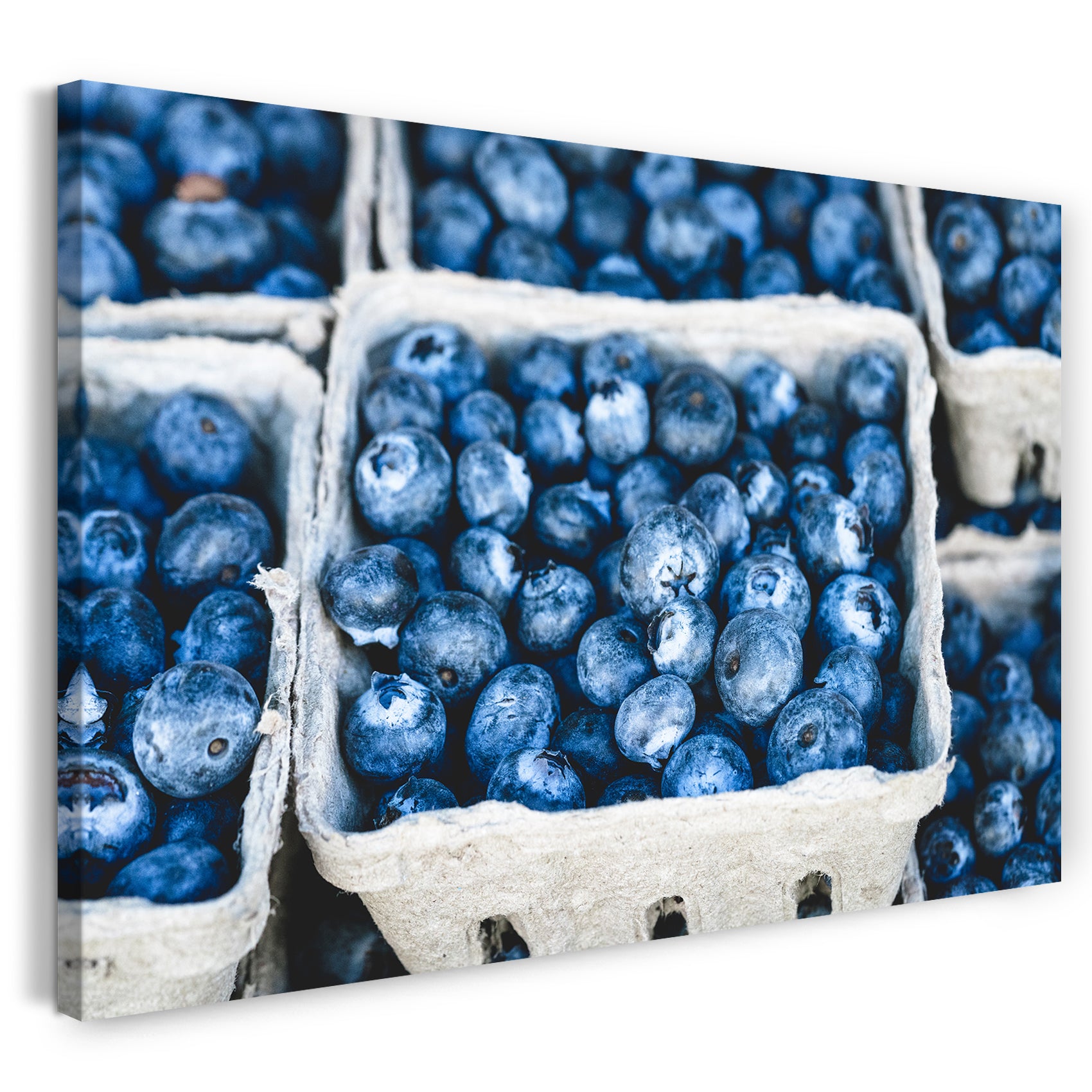 Leinwandbild Essensbilder Gemüse Obst Früchte Heidelbeeren in Pappschale
