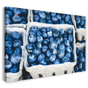 Leinwandbild Essensbilder Gemüse Obst Früchte Heidelbeeren in Pappschale
