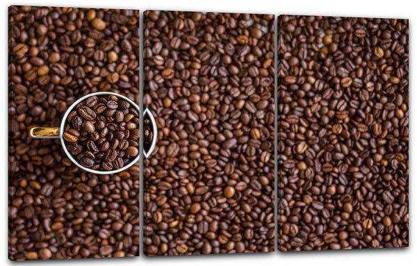 Leinwandbild Wandbild Küchendeko Tasse mit Kaffee-Bohnen