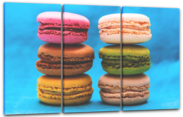 Leinwandbild Wandbild Küchendeko 6 Macaron jeweils drei aufeinandergestapelt