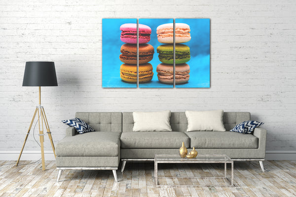 Leinwandbild Wandbild Küchendeko 6 Macaron jeweils drei aufeinandergestapelt
