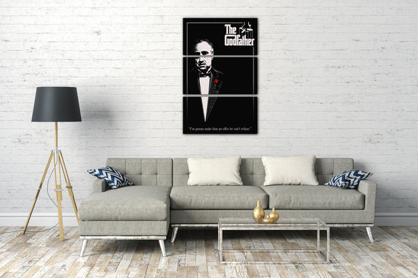 Leinwandbild Filmplakat Der Pate Don Vito Corleone Marlon Brando mit Spruch unten