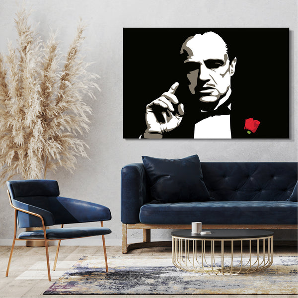 Leinwandbild Filmplakat Der Pate Don Vito Corleone Marlon Brando nachgezeichnet