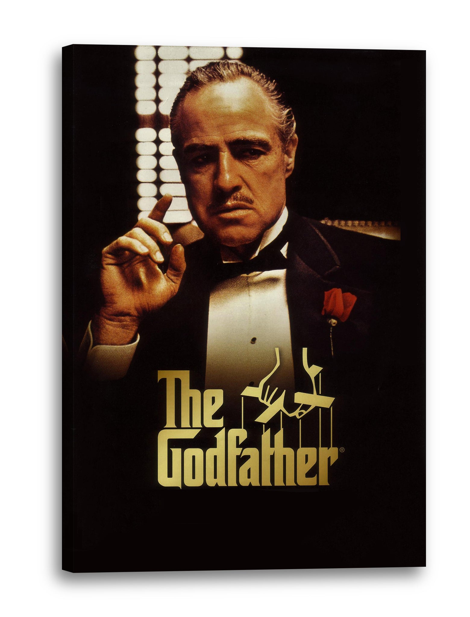 Leinwandbild Filmplakat Der Pate Don Vito mit erhobenem Zeigefinger