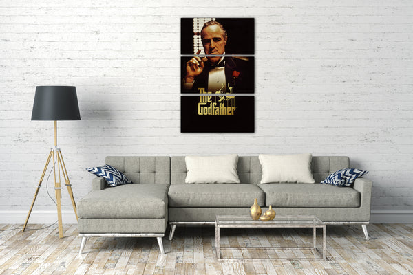 Leinwandbild Filmplakat Der Pate Don Vito mit erhobenem Zeigefinger