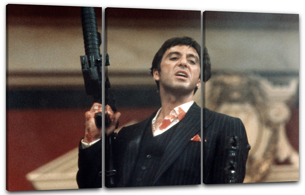 Leinwandbild Filmplakat Filmmotiv Scarface Tony Montana mit Vollautomatik