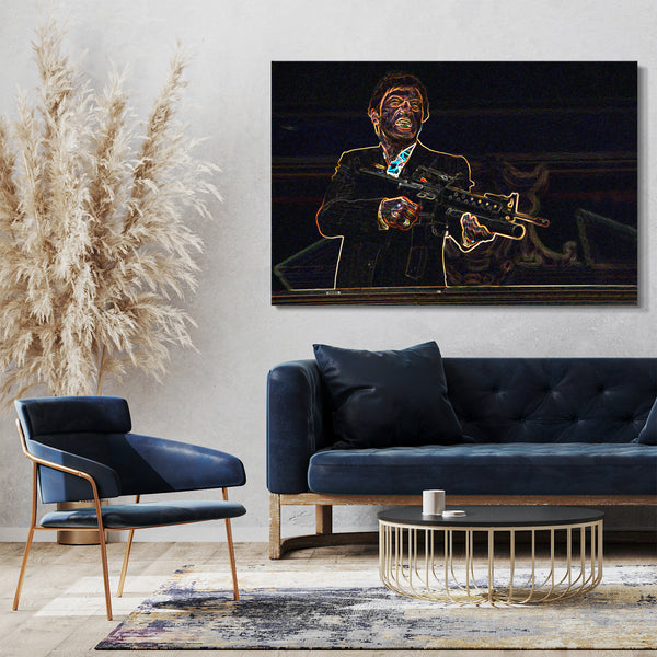 Leinwandbild Scarface Tony Montana (schwarz-weiß), by Hans Seidel Arts