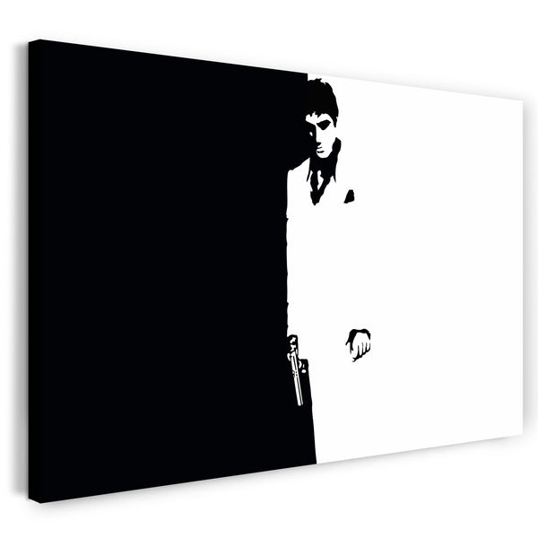 Leinwandbild Filmplakat Filmmotiv Scarface Tony Montana Hintergrund schwarz-weiß