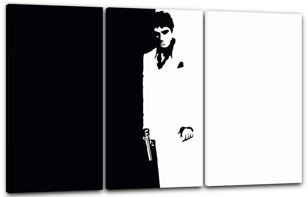 Leinwandbild Filmplakat Filmmotiv Scarface Tony Montana Hintergrund schwarz-weiß