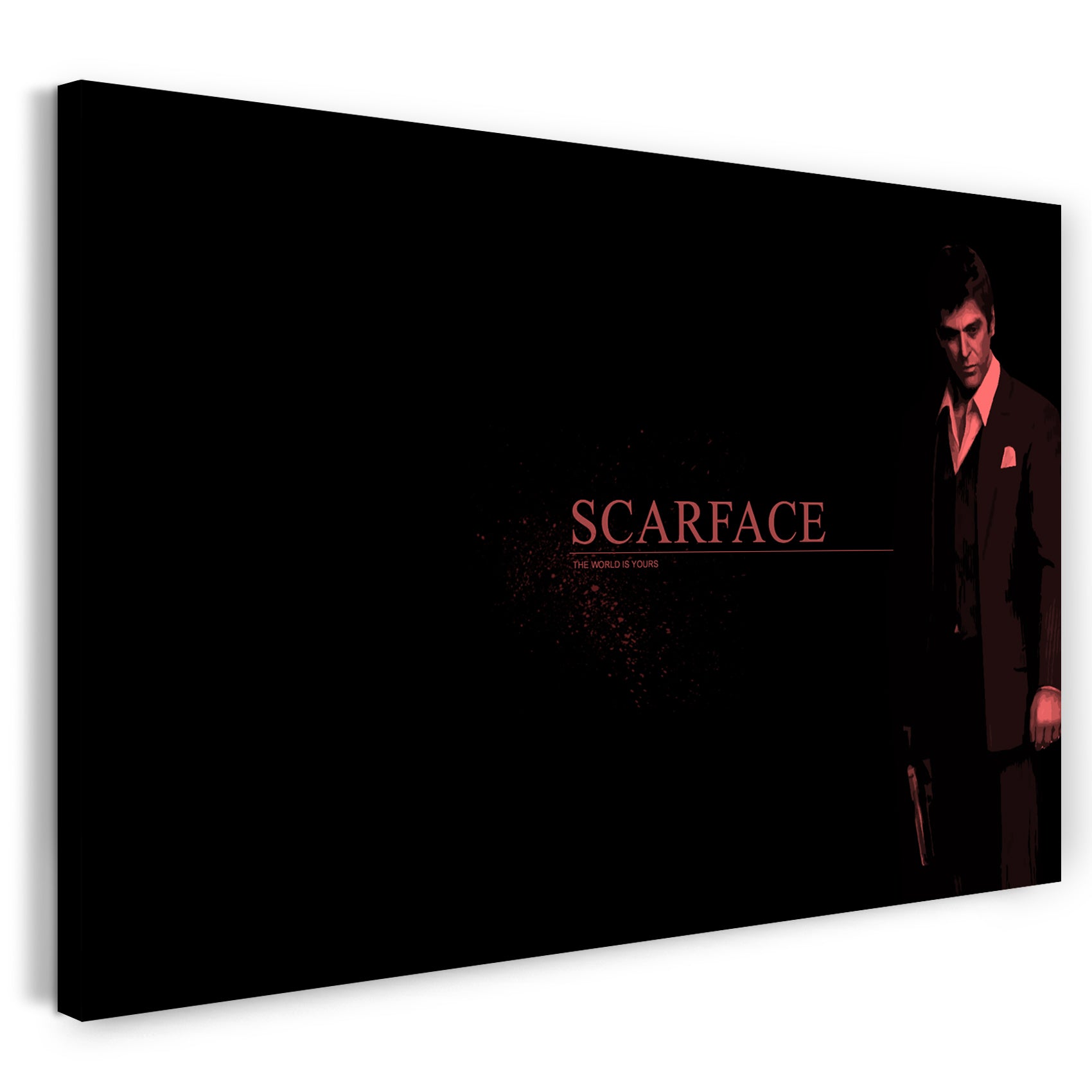 Leinwandbild Filmplakat Scarface Tony Montana dunkler Hintergrund rote Schrift