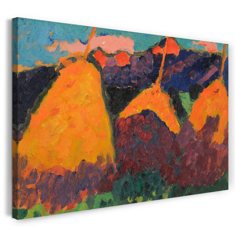 Leinwandbild Alexej von Jawlensky - Murnauer Landschaft mit drei Heuhocken