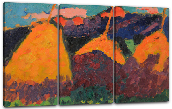 Leinwandbild Alexej von Jawlensky - Murnauer Landschaft mit drei Heuhocken