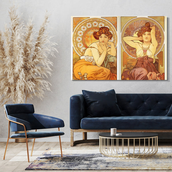 Leinwandbild Alfons Mucha - mit zwei Frauen