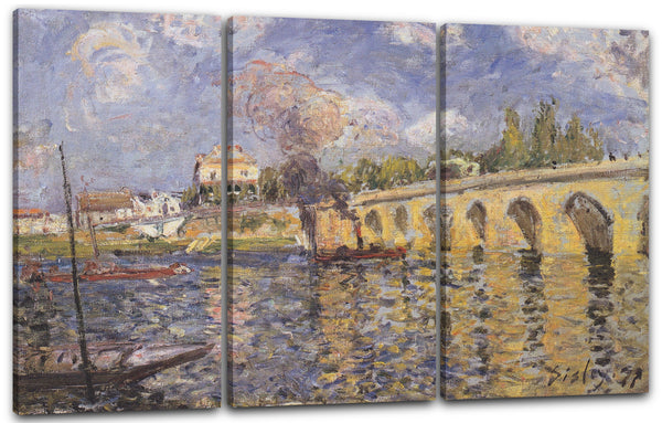 Leinwandbild Alfred Sisley - River Steamboat and Bridge