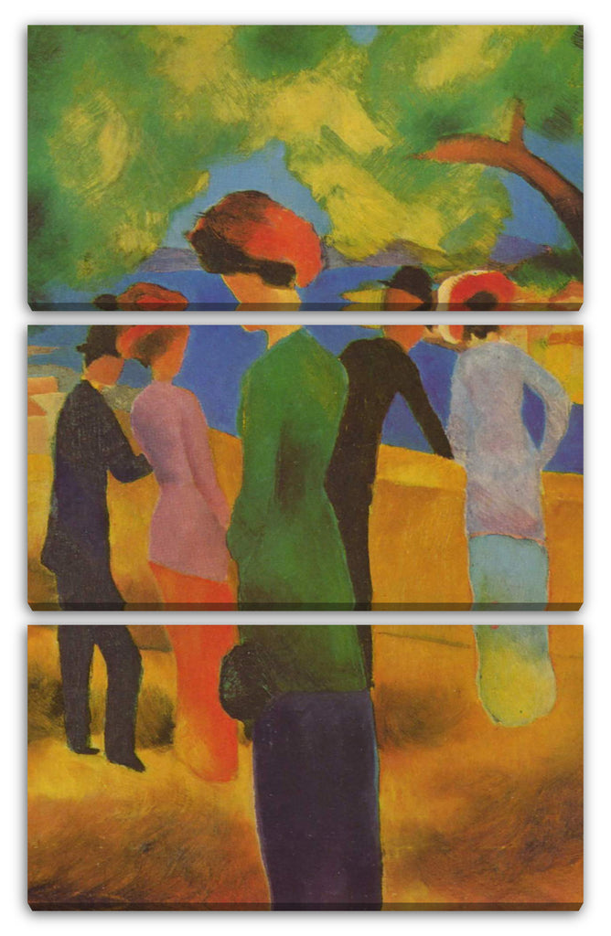 Leinwandbild Dame - grüner in Macke Jacke – Paintings Printed August