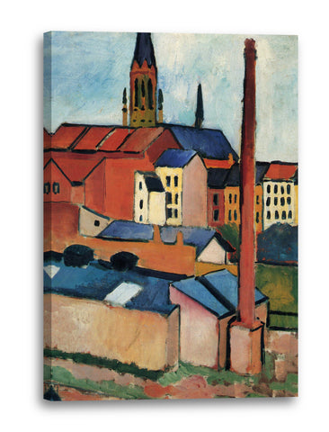 Leinwandbild August Macke - Marienkirche mit Häusern und Schornstein