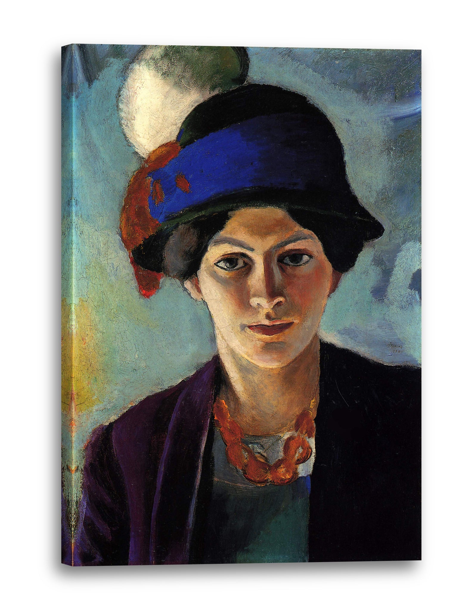 Leinwandbild August Macke - Frauenportrait Frau des Künstlers mit Hut
