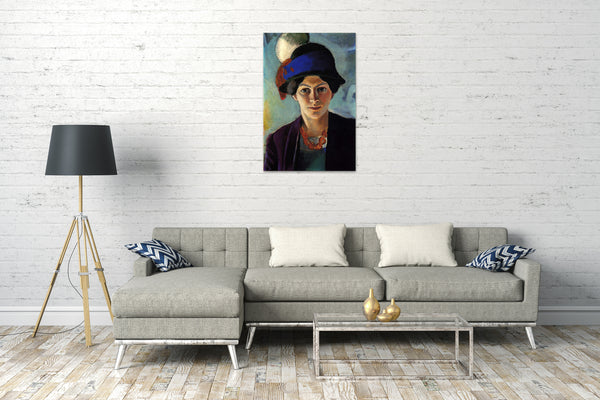 Leinwandbild August Macke - Frauenportrait Frau des Künstlers mit Hut