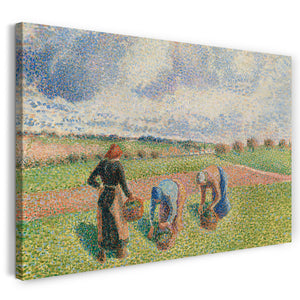 Leinwandbild Camille Pissarro - PAYSANNES RAMASSANT DES HERBES, ÉRAGNY