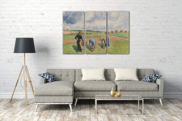 Leinwandbild Camille Pissarro - PAYSANNES RAMASSANT DES HERBES, ÉRAGNY
