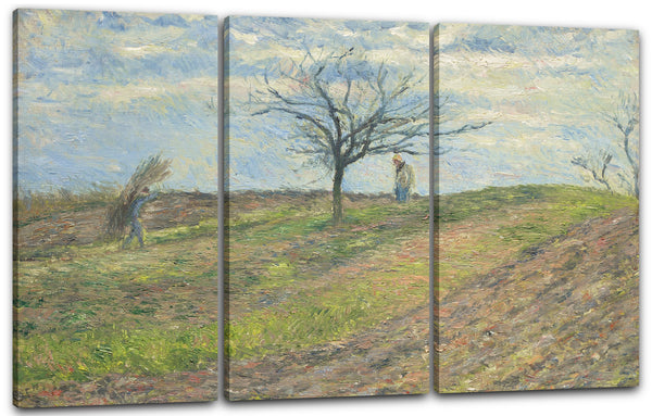Leinwandbild Camille Pissarro - TERRE LABOURÉE EN HIVER, AVEC UN HOMME PORTANT UN FAGOT