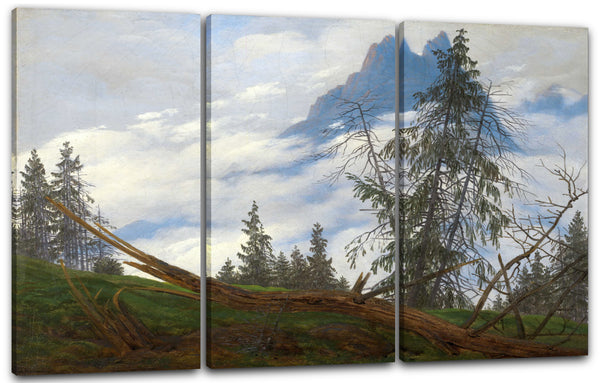 Leinwandbild Caspar David Friedrich - Berggipfel mit ziehenden Wolken